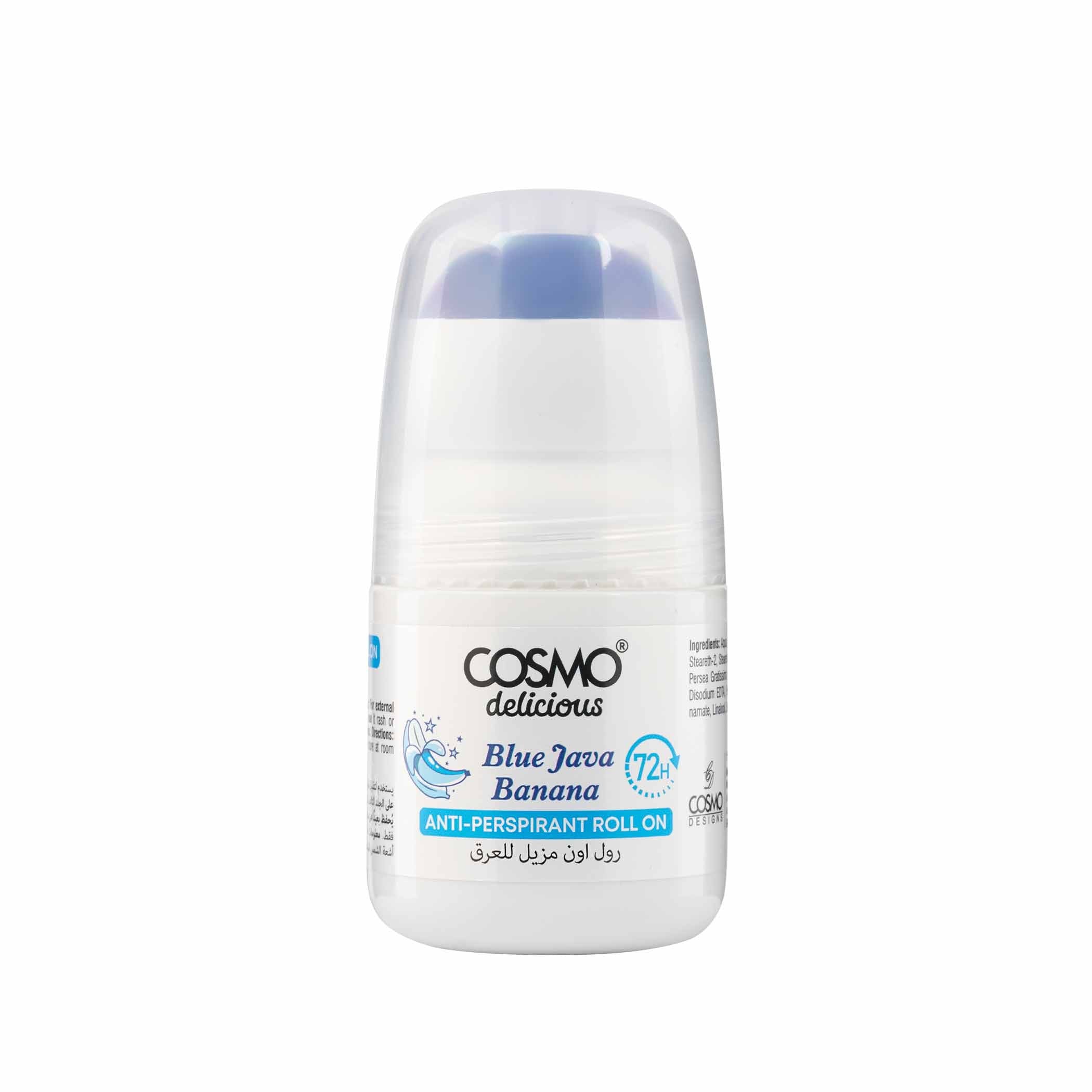 COSMO Anti-Perspirant Roll On 72h 50ml - Blue Java Banana |كوزمو مزيل تعرق رول اون برائحة الموز الكريمية