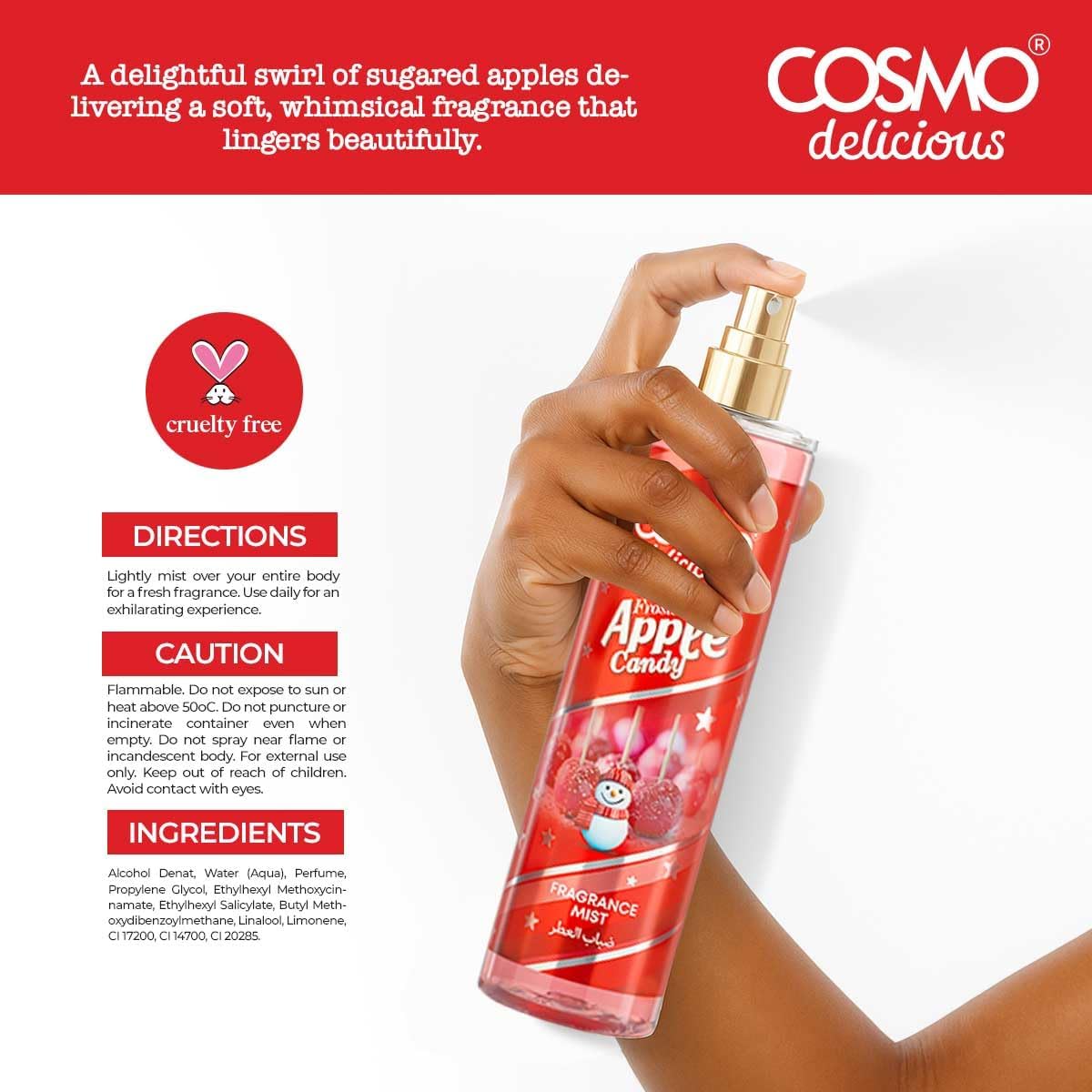 COSMO Delicious Frosted Apple Candy 3 Pieces Gift Set For Women & Men (150ml +350ml +200ml ) كوزمو مجموعة اعناية بالبشرة بحلوى التفاح