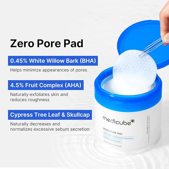 منظفات قطنية للمسام واللرؤوس السوداء والبيضاء | (70pcs) Medicube Zero Pore Pad