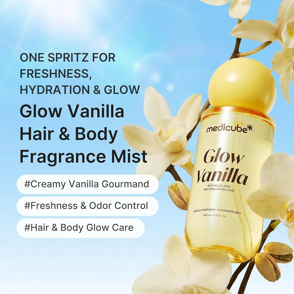 ميست ميديكيوب جلو فانيلا العطري للشعر والجسم بحمض الكوجيك | medicube Glow Vanilla Hair & Body Fragrance Mist 100ml