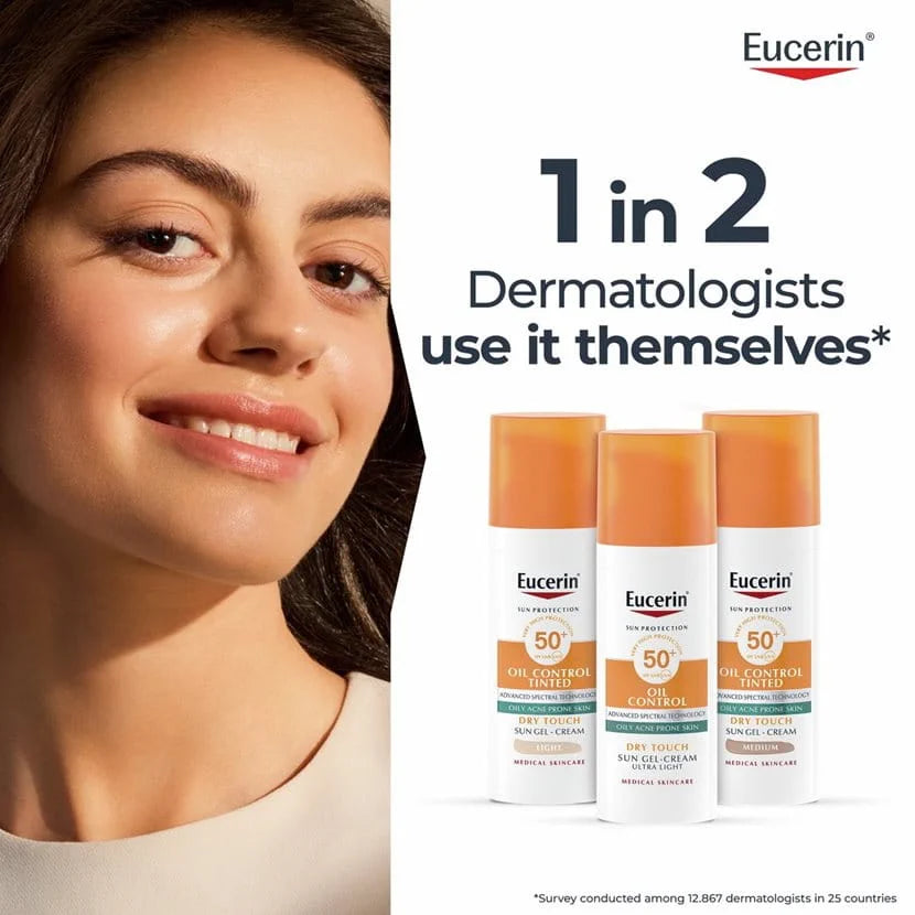 Eucerin Sun Face Oil Control Tinted medium 50 ml | يوسرين واقي شمس ملون متوسط اللون ٥٠ مل