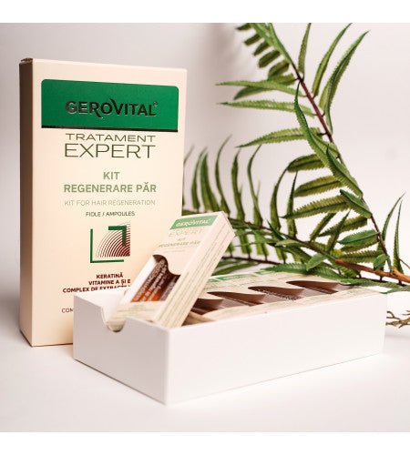 أمبولات ترميم الشعر وعلاج التلف من جيروفيتال | Gerovital Hair Repair Ampoules 10 امبولة في 5 مل+10 امبولة في 10 مل - EROS STORE
