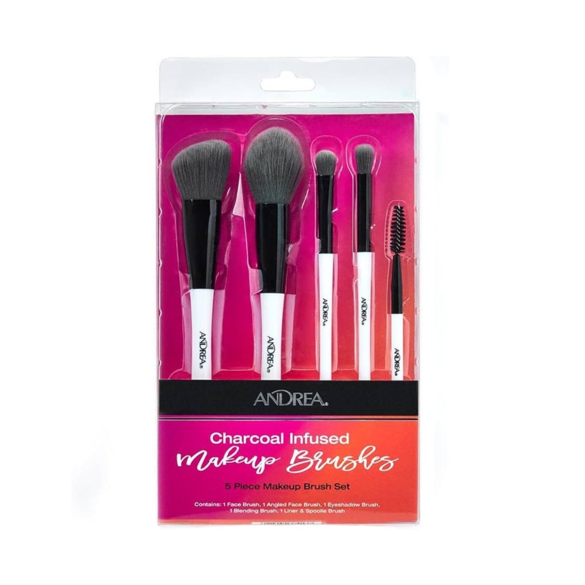 ANDREA CHARCOAL INFUSED MAKEUP BRUSH SET – 5PCS أندريا مجموعة فرش مكياج - EROS STORE
