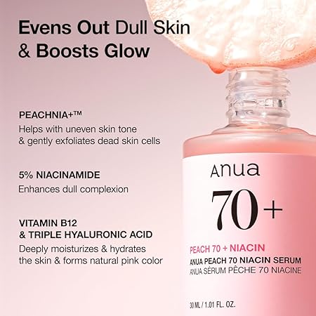 Anua PEACH 70% NIACINAMIDE SERUM سيروم بخلاصة الخوخ 70% والنياسينامايد 30 مل - EROS STORE