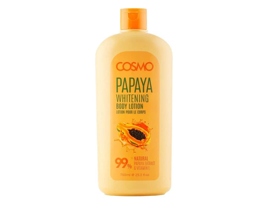 COSMO Papaya Whitening Body Lotion 99% Natural - 750ml | كوزمو لوشن للجسم بالبابايا - 750 مل 750 مل - EROS STORE