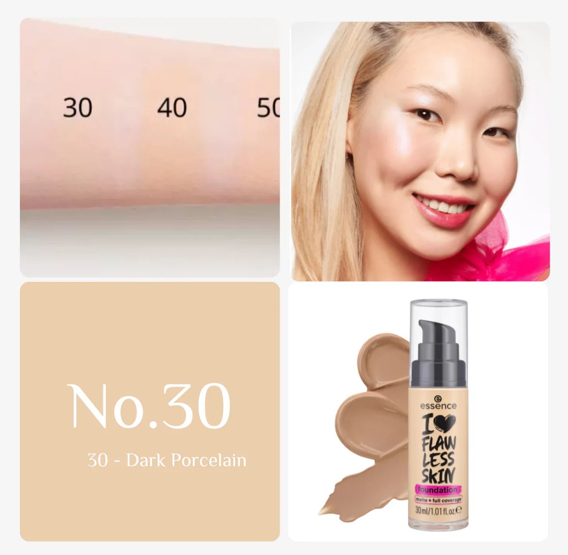 Essence I Love Flawless Skin Foundation - 30ml | ايسنس كريم أساس - 30 مل 20 Medium Porcelain - EROS STORE