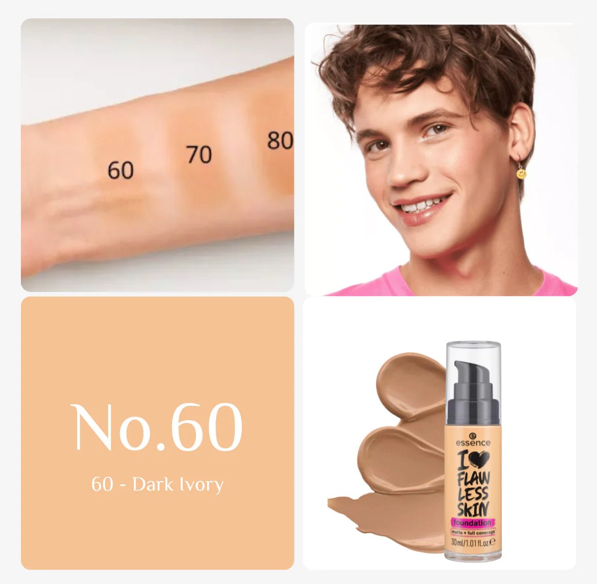 Essence I Love Flawless Skin Foundation - 30ml | ايسنس كريم أساس - 30 مل 20 Medium Porcelain - EROS STORE
