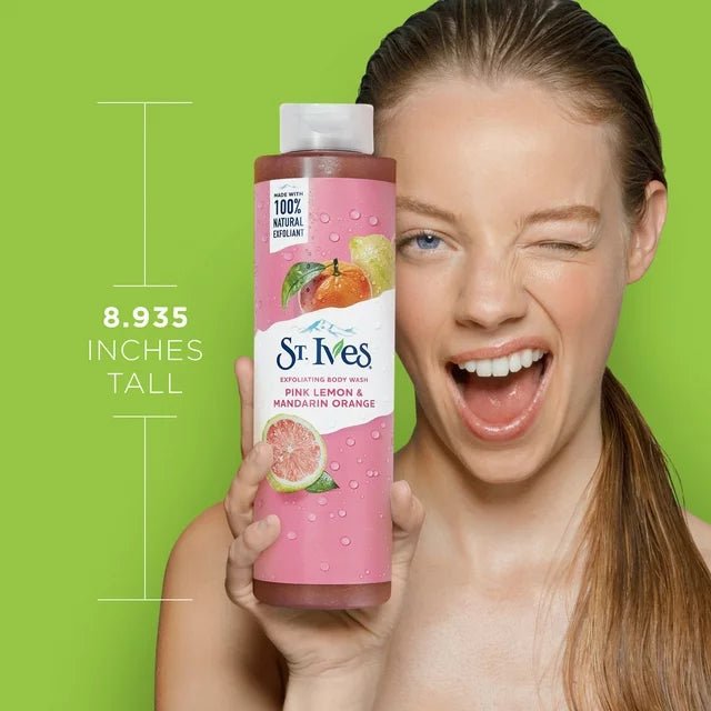 غسول الجسم المقشر بالليمون الوردي واليوسفي والبرتقال من ستيفز | St. Ives Exfoliating Body Wash with Pink Lemon, Mandarin & Orange 650 مل - EROS STORE