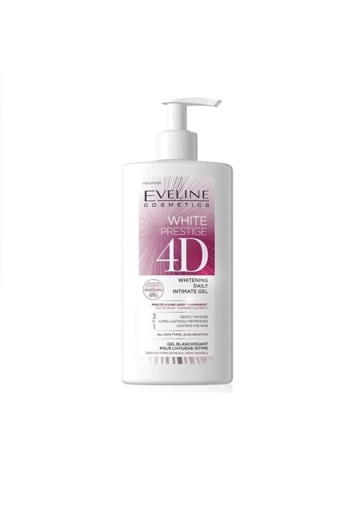 غسول جل يومي لتفتيح المناطق الحساسة وايت برستيج 4 دي من إيفلين - 250 مل | Eveline White Prestige 4D Whitening Daily Intimate Gel - 250ml - EROS STORE
