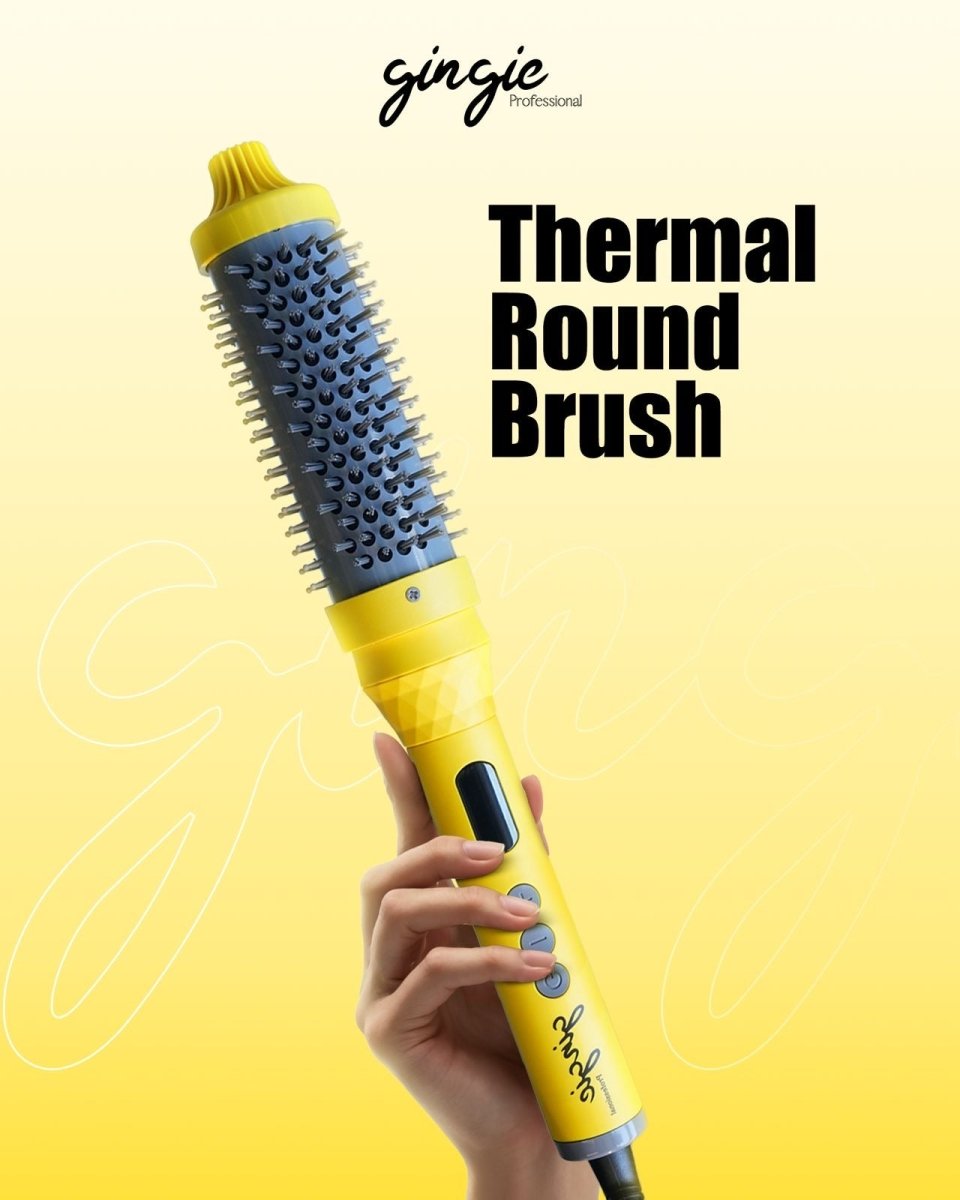 gingie Thermal Round Brush - 1200w | جنجي فرشاة حرارية دائرية لتصفيف الشعر بدون صوت بدون هواء - 1200 واط - EROS STORE