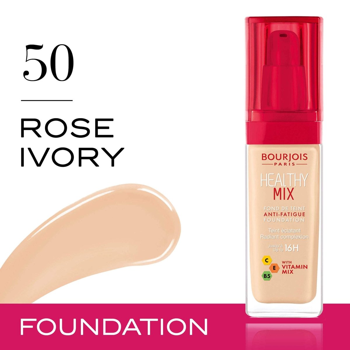 كريم أساس هيلثي ميكس المضاد للتعب من برجوا | Bourjois Healthy Mix Anti - Fatigue Foundation 50C Rose Ivory - EROS STORE