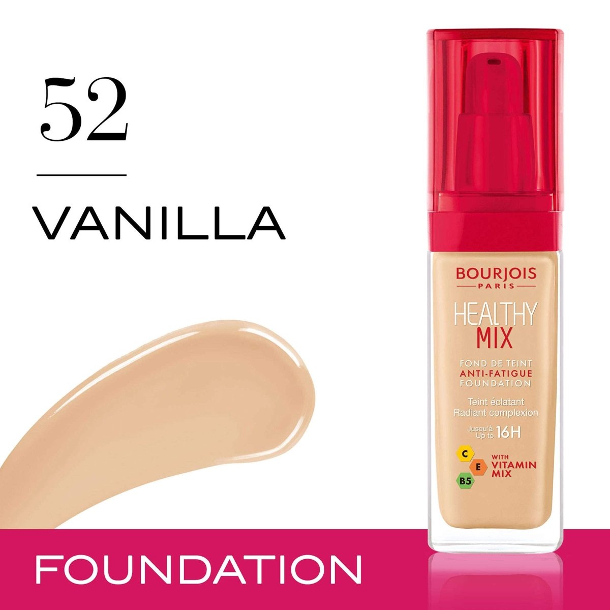 كريم أساس هيلثي ميكس المضاد للتعب من برجوا | Bourjois Healthy Mix Anti - Fatigue Foundation 52W Vanilla - EROS STORE