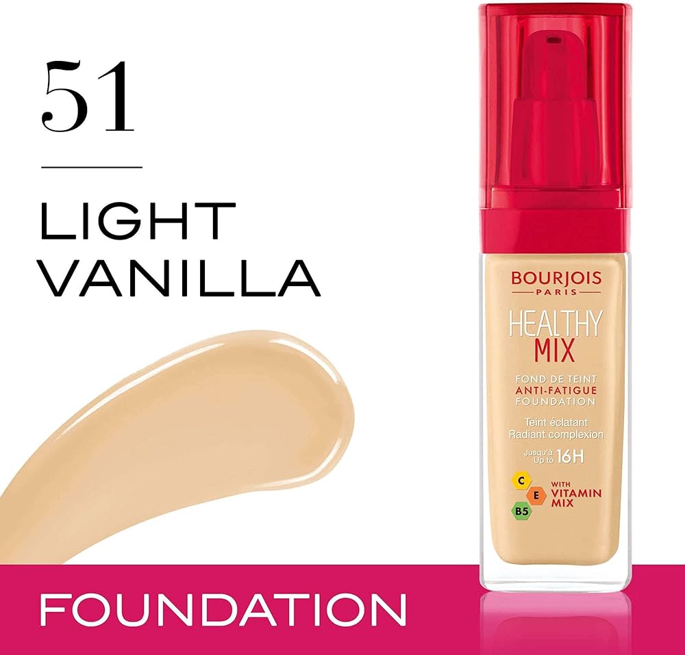 كريم أساس هيلثي ميكس المضاد للتعب من برجوا | Bourjois Healthy Mix Anti - Fatigue Foundation 51W Light vanilla - EROS STORE