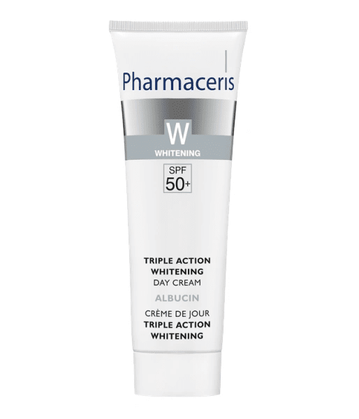 كريم نهاري لتفتيح البشرة بمعامل حماية 50+ ألبوسين من فارماسيرز | Pharmaceris W Albucin Triple Action Skin Lightening Day Cream SPF 50+ 30 مل - EROS STORE