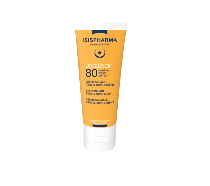 كريم واقي شمس فيزيائي بعامل حماية SPF80 من إيزيس فارما | ISIS PHARMA Uveblock 80 Invisible Cream - 40ml - EROS STORE