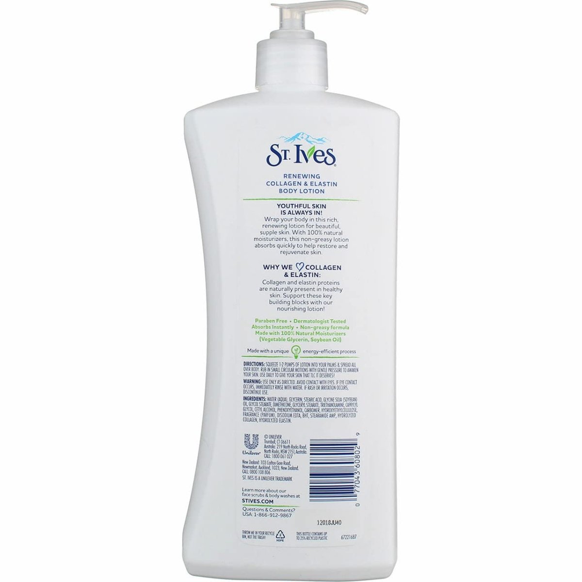 لوشن تجديد البشرة للجسم بالكولاجين والإيلاستين من سانت آيفز | St. Ives Renewing Collagen & Elastin Body Lotion 621 مل - EROS STORE