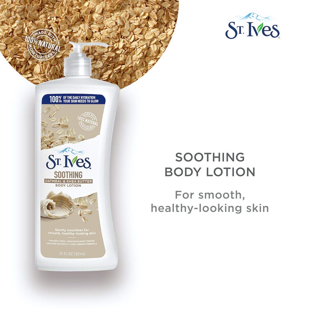 لوشن تغذية وتهدئة الجسم من سانت آيفز بالشوفان وزبدة الشيا | St. Ives Soothing Oatmeal & Shea Butter Body Lotion 621مل - EROS STORE