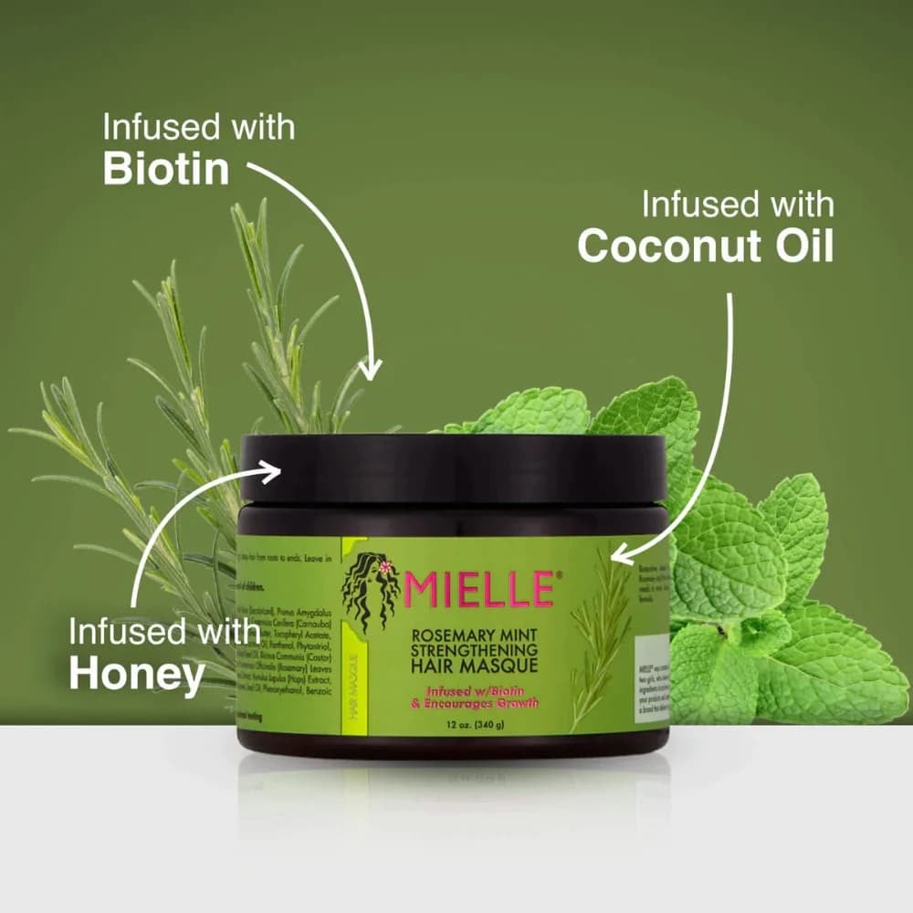 ماسك تقوية الشعر بإكليل الجبل والنعناع من ميلي | Mielle Rosemary Mint Strengthening Hair Masque 340 مل - EROS STORE