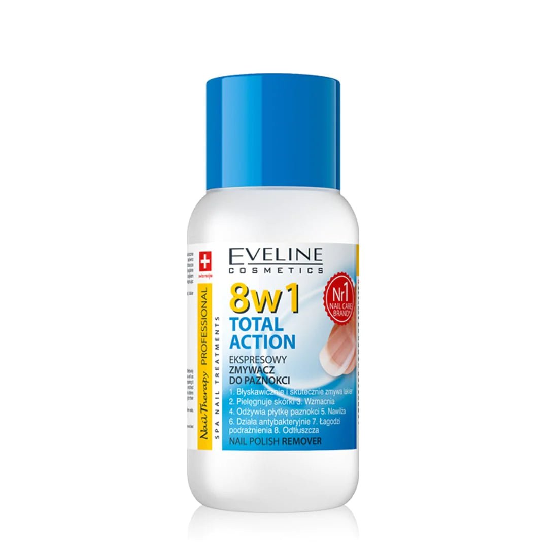 مزيل طلاء الأظافر 8 في 1 توتال أكشن من إيفلين | Eveline 8 - in - 1 Total Action Nail Polish Remover 150 مل - EROS STORE