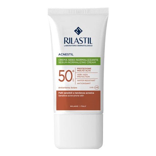 واقي ريلاستيل أكنيستيل كريم منظم للدهون مع عامل حماية من الشمس SPF50+ - 40 مل | Rilastil Acnestil Sebum - Normalizing Cream SPF50+ - 40ml 40 مل - EROS STORE