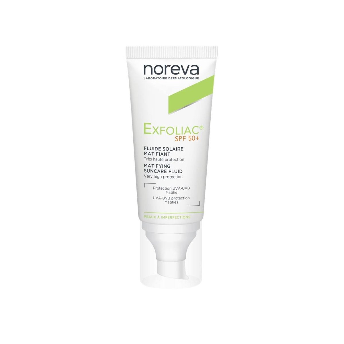واقي شمس إكسفولياك للبشرة المعرضة للحبوب من نوريفا | NOREVA Exfoliac Matifying Sunscreen SPF50+ - EROS STORE