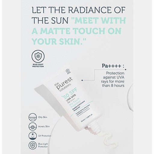 واقي شمس مطفي للبشرة الدهنية والمختلطة من ذا بيورست سوليوشنز | The Purest Solutions Mattifying Sunscreen for Oily and Combination Skin 50 مل - EROS STORE