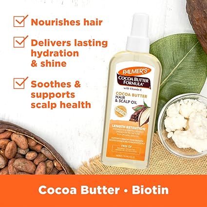 Palmer's Cocoa Butter Formula Moisturizing Hair & Scalp Oil with Biotin |زيت ترطيب الشعر وفروة الراس بزبدة الكاكاو والبيوتين من بالمرز 150 مل - EROS STORE