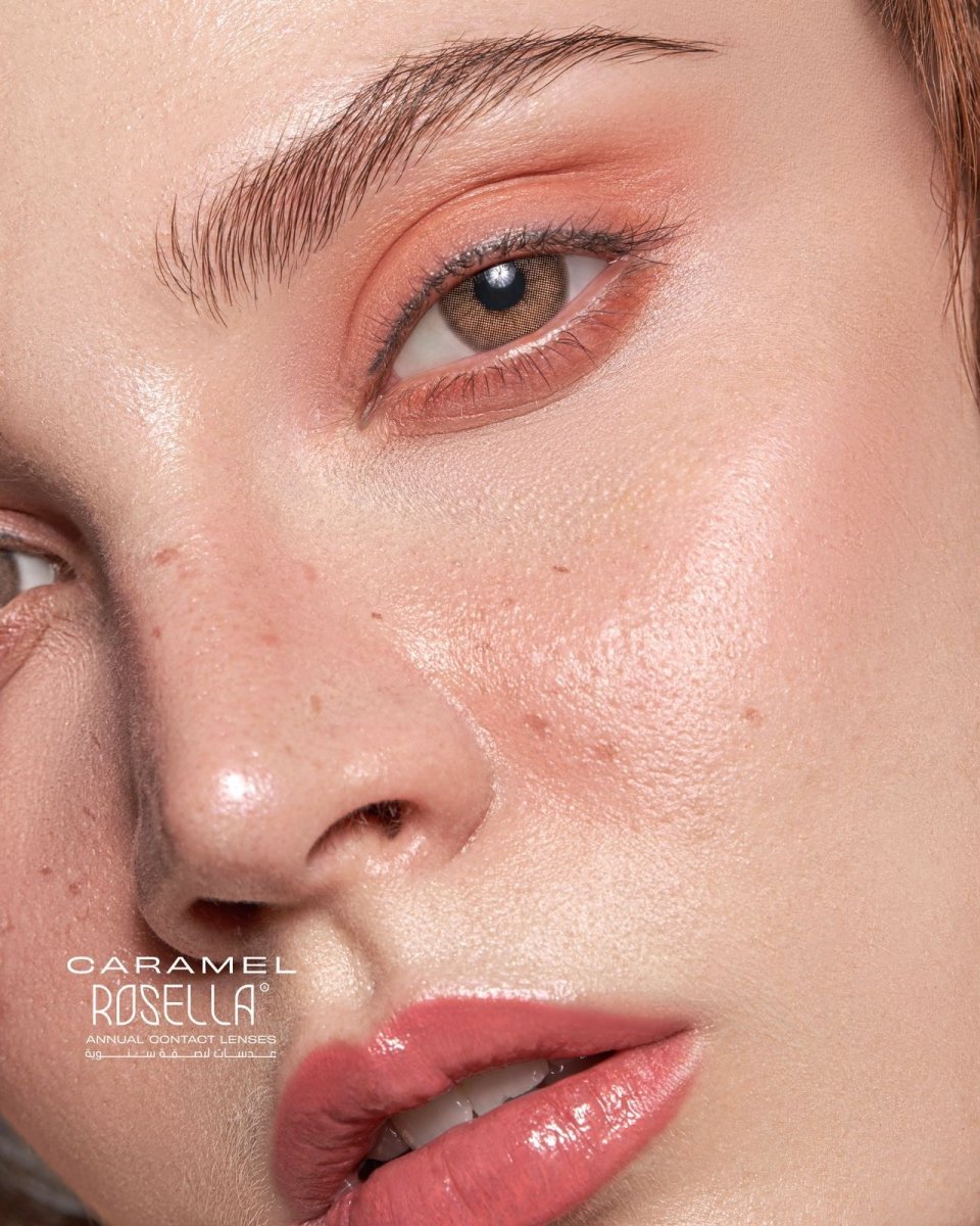 ROSELLA ANNUAL CONTACT LENSES | روزيلا عدسات لاصقة سنوية Caramel + سائل عدسات هدية - EROS STORE