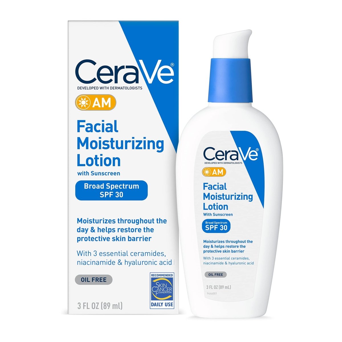 سيرافي لوشن ترطيب الوجه مع واقي شمس بعامل حماية SPF 30 | CeraVe AM Facial Moisturizing Lotion with Sunscreen 89 مل - EROS STORE