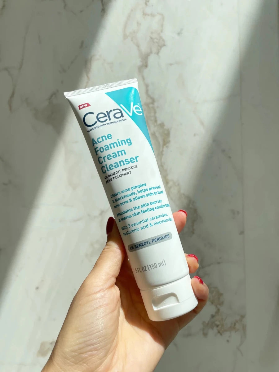 سيرافي منظف رغوي لحب الشباب مع 4% بنزويل بيروكسايد | CeraVe Acne Foaming Cream Cleanser with 4% Benzoyl Peroxide 150 مل - EROS STORE