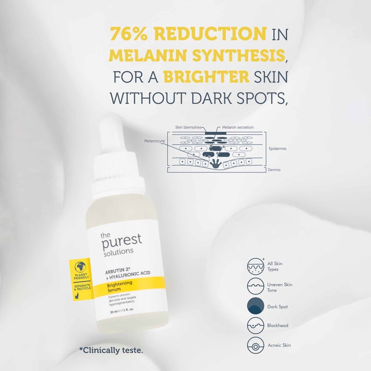 سيروم التفتيح من ذا بيورست سوليوشنز: ألفا أربوتين 2% + حمض الهيالورونيك - 30 مل | The Purest Solutions Brightening Serum: Alpha Arbutin 2% + Hyaluronic Acid - 30ml 30 مل - EROS STORE