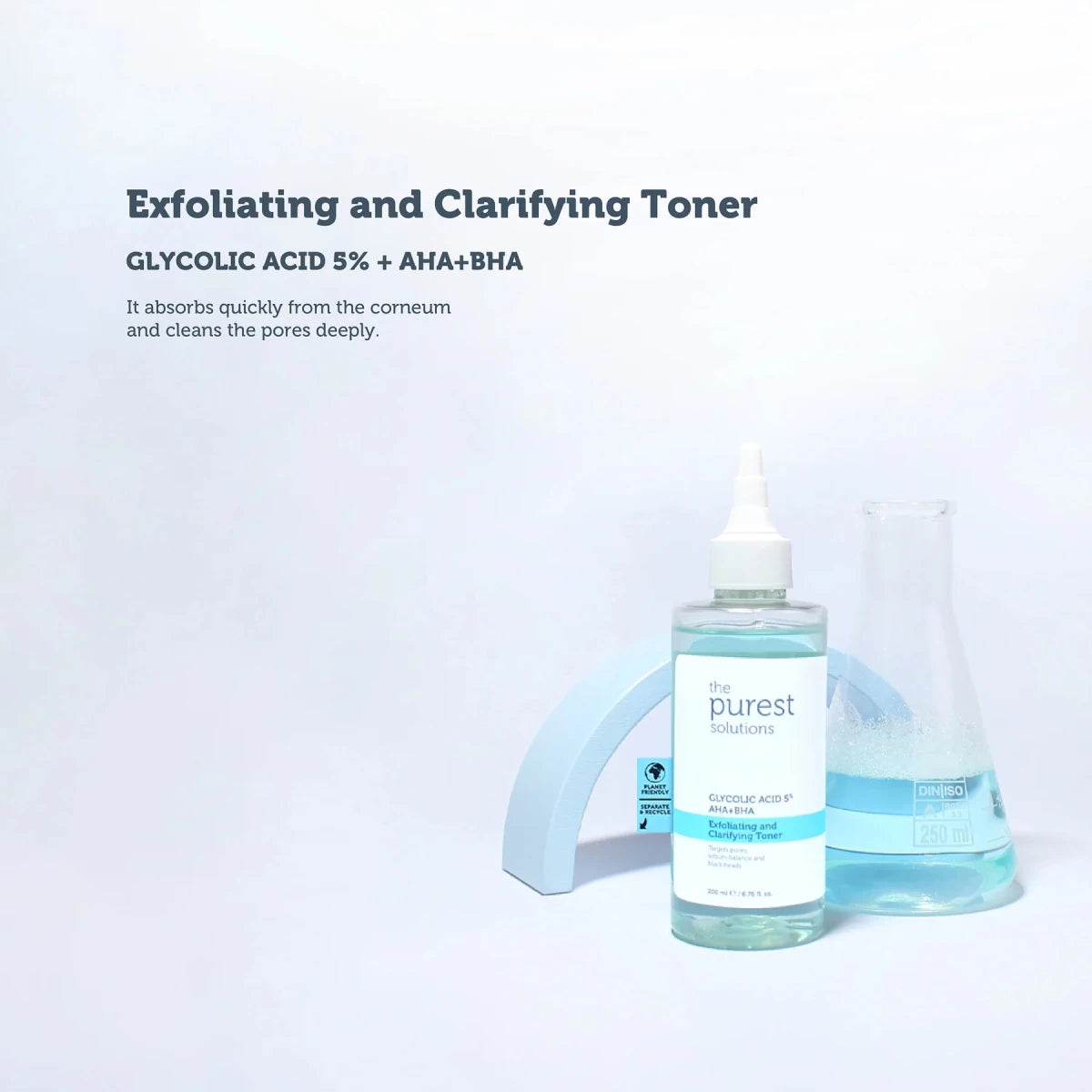 تونر ذا بيورست سوليوشنز مقشر ومنقي بحمض الجليكوليك 5% (AHA + BHA) - 200 مل | The Purest Solutions Exfoliating and Clarifying Toner 5% Glycolic Acid (AHA + BHA) - 200ml 200 مل - EROS STORE