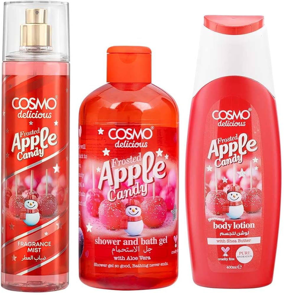 COSMO Delicious Frosted Apple Candy 3 Pieces Gift Set For Women & Men (150ml +350ml +200ml ) كوزمو مجموعة اعناية بالبشرة بحلوى التفاح