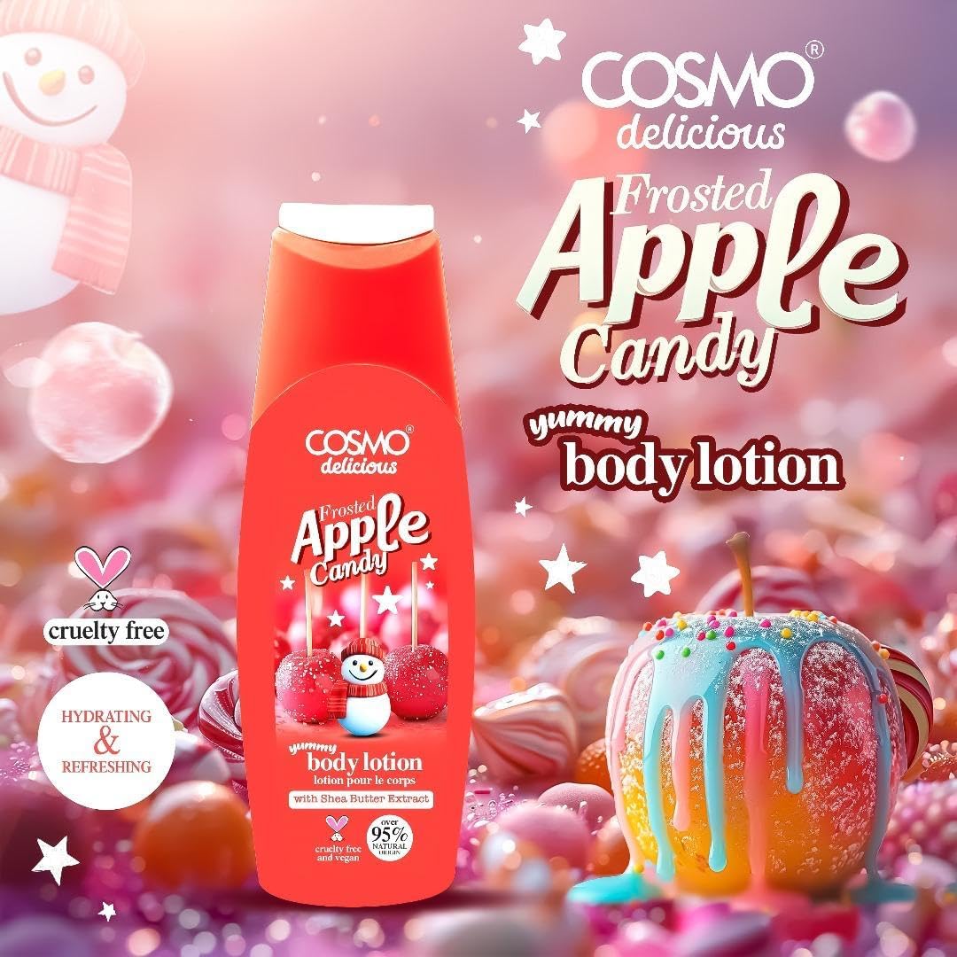 COSMO Delicious Frosted Apple Candy Body Lotion 400ml | كوزمو لوشن مرطب للجسم برائحة حلوى التفاح المثلجة