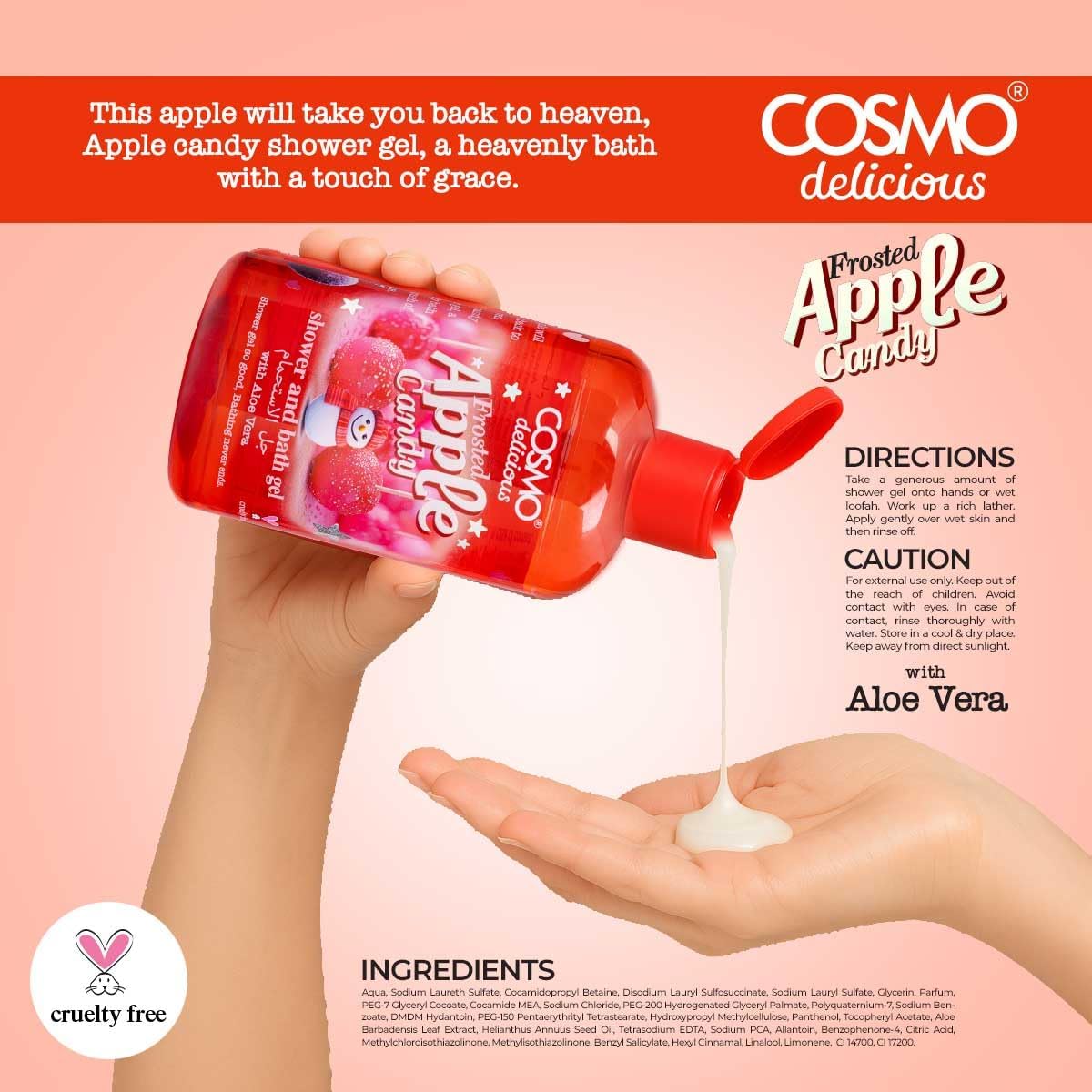 COSMO Delicious Frosted Apple Candy 3 Pieces Gift Set For Women & Men (150ml +350ml +200ml ) كوزمو مجموعة اعناية بالبشرة بحلوى التفاح