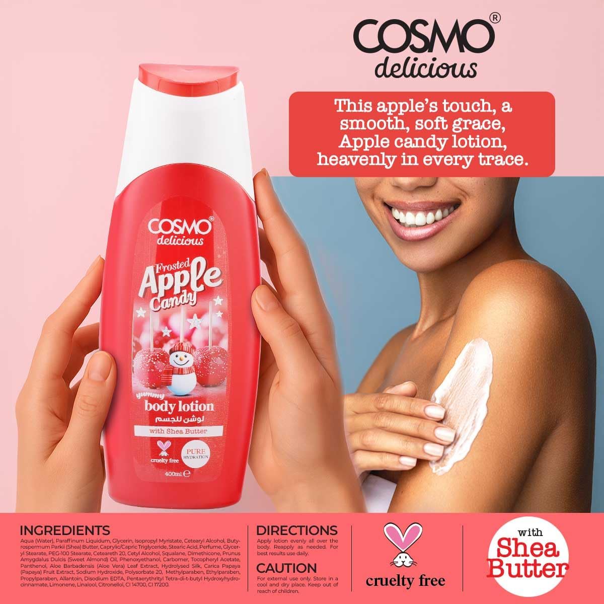 COSMO Delicious Frosted Apple Candy 3 Pieces Gift Set For Women & Men (150ml +350ml +200ml ) كوزمو مجموعة اعناية بالبشرة بحلوى التفاح