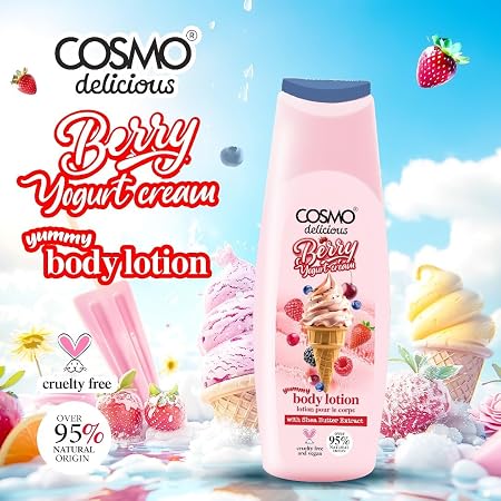 COSMO Berry Yogurt Cream Yummy Body Lotion - 400ml | كوزمو لوشن للجسم برائحة التوت - 400 مل
