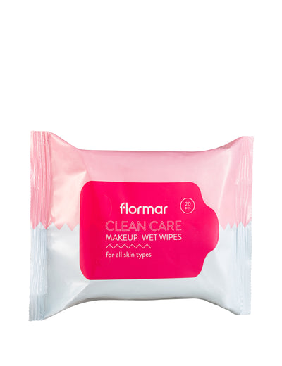 مناديل مبللة لإزالة المكياج من فلورمار - 20 منديلاً لجميع أنواع البشرة | Flormar Clean Care Makeup Wet Wipes All Skin Types 20 Pcs