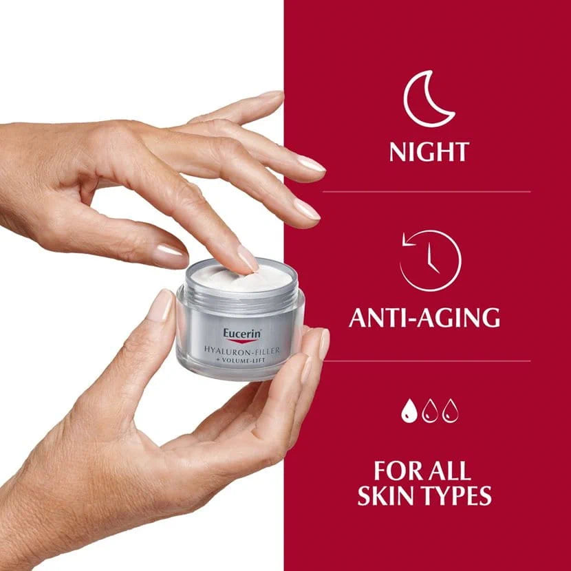 كريم ليلي هيالورون فيلر + فوليوم ليفت من يوسرين | Eucerin Hyaluron-Filler + Volume-Lift Night Cream 50ml