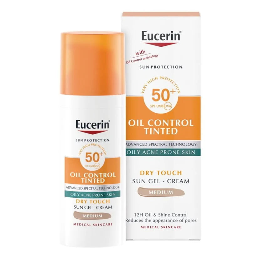 Eucerin Sun Face Oil Control Tinted medium 50 ml | يوسرين واقي شمس ملون متوسط اللون ٥٠ مل