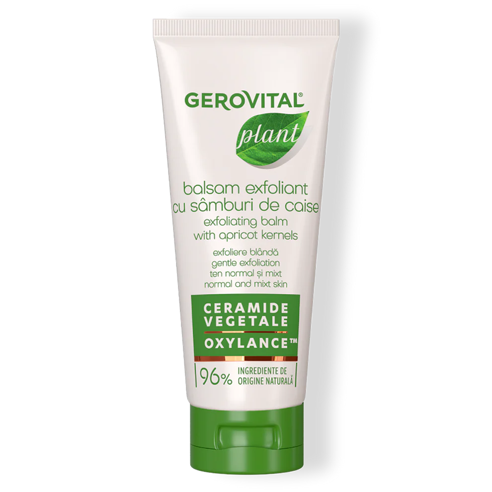 Exfoliating balm with apricot kernels for normal and mix skin - Gerovital Plant - 100ml بلسم مقشر بخلاصة نواة المشمش للبشرة العادية والمختلطة - جيروفيتال بلانت - 100 مل