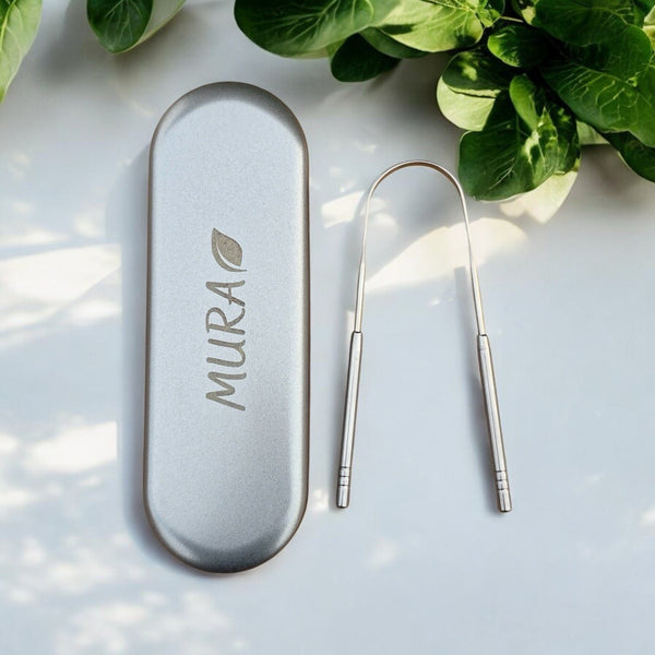 MURA TONGUE SCRAPER WITH METAL CASE | مورا قاشطة اللسان مع علبة معدنية