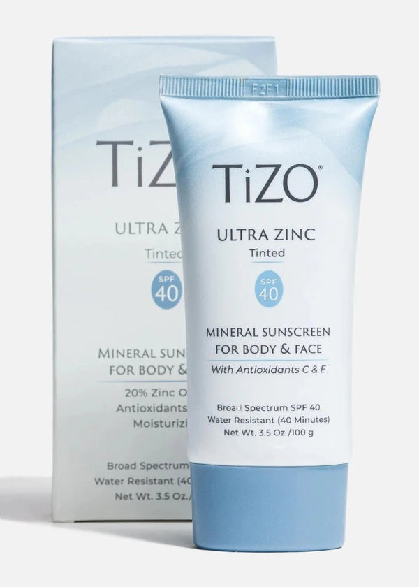 TIZO ULTRA ZINC BODY & FACE SUNSCREEN TINTED SPF40 - 100G | تايزو واقي شمسي فيزيائي للجسم و الوجه ملون SPF 40 - 100 غرام