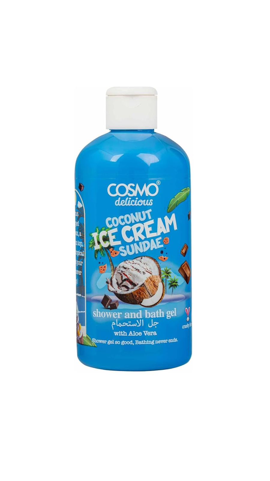 COSMO DELICIOUS COCONUT ICE CREAM SUNDAE SHOWER AND BATH GEL 500ml COSMO Coconut Body Cleanser and Moisturizer