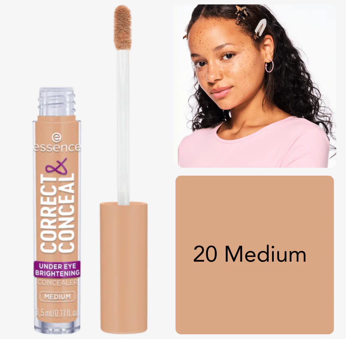 Essence CORRECT & CONCEAL under eye brightening concealer - 3,5ml | ايسنس كونسيلر لتفتيح و تصحيح منطقة تحت العين - 3.5 مل