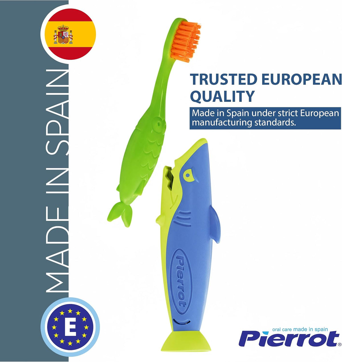 فرشاة أسنان شارکي للأطفال من بييرو (ناعمة، ٢-٨ سنوات) | Pierrot Sharky Kids Toothbrush Soft