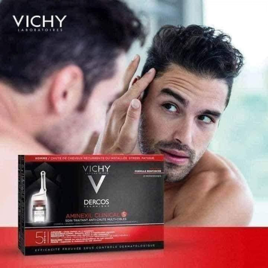 أمبولات ديركوس أمينيكسيل كلينيكال 5 للرجال لعلاج تساقط الشعر | Vichy Dercos Aminexil Clinical 5 Anti-Hair Loss Ampoules for Men