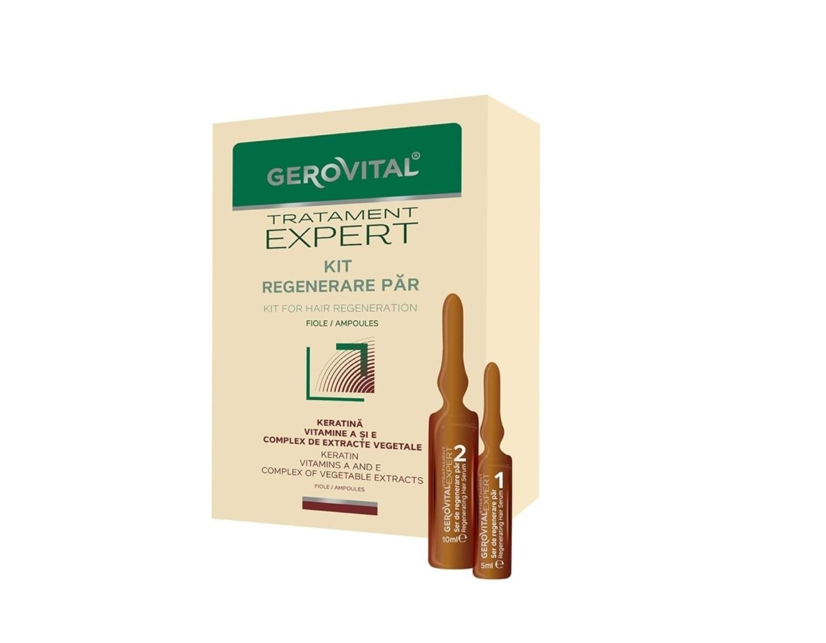 أمبولات ترميم الشعر وعلاج التلف من جيروفيتال | Gerovital Hair Repair Ampoules 10 امبولة في 5 مل+10 امبولة في 10 مل - EROS STORE