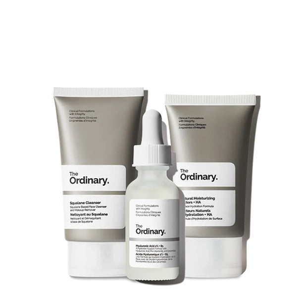 The Ordinary Daily Skincare Set Serum + Cream + Cleanser | المجموعة اليومية للعناية بالبشرة سيروم هايلرونك +كريم مرطب +غسول سكوالين من ذا اورديناري