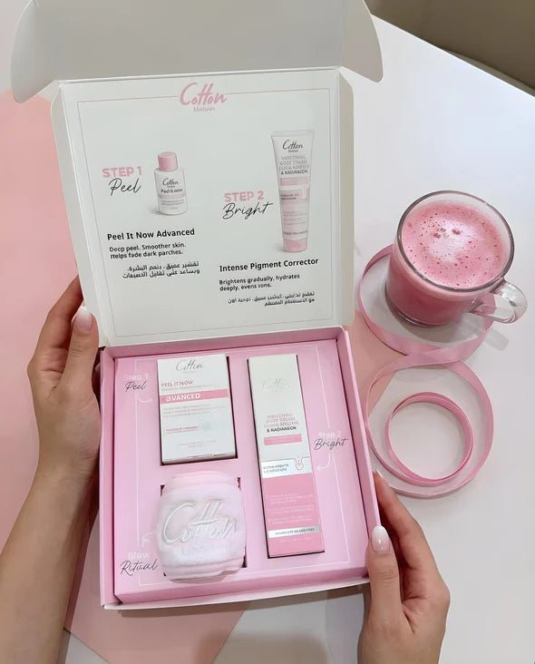 cotton Peel& bright body kit | بكج تفتيح وتقشير الجسم مقشر 25 مل+مفتح 150 مل - EROS STORE